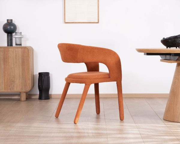 Chaise de repas design en tissu terracotta ultra confort " Amarello"