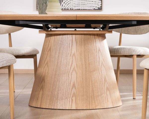 Table à manger ovale extensible 160-200 cm aspect chêne "Oria" style contemporain épuré
