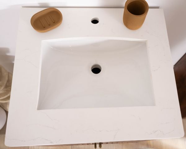 Petit meuble sous vasque en manguier foncé "Malova" 60 cm esprit rétro chic