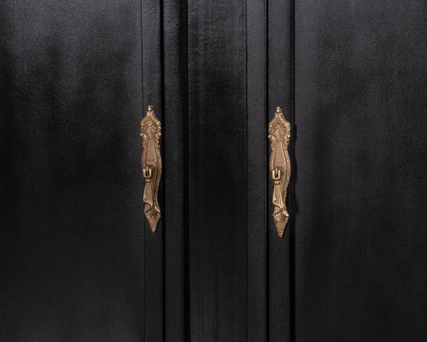 Meuble double vasque coins arrondis bois noir quartz blanc "Églantine"