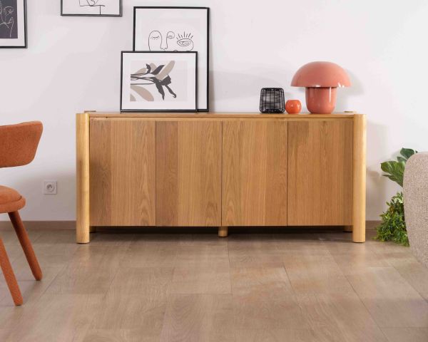 Enfilade 4 portes esprit japandi "Laumie" teinte chêne doré