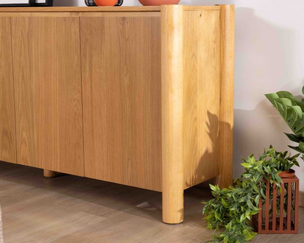 Enfilade 4 portes esprit japandi "Laumie" teinte chêne doré