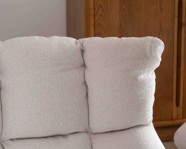 Fauteuil pivotant avec repose-pieds modulaire en tissu bouclette écru "Calista"