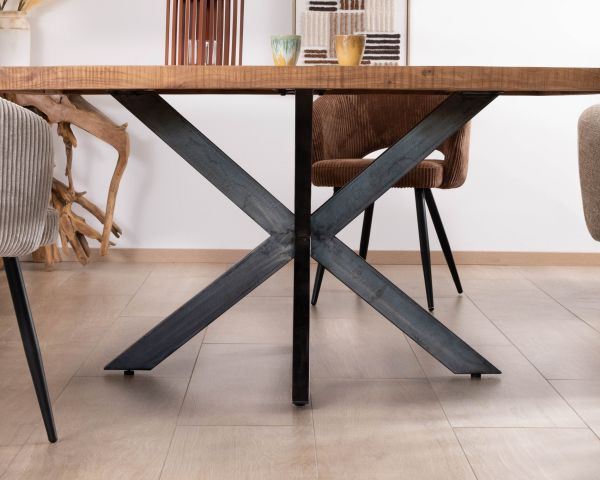 Table à manger carrée 150x150 cm "Bronx" bois et métal