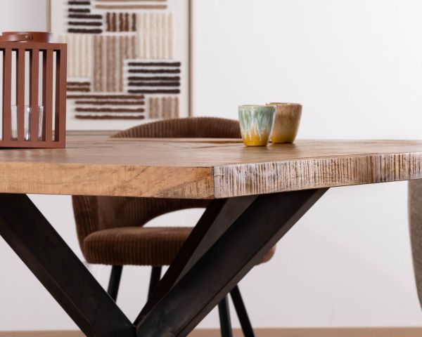 Table à manger carrée 150x150 cm "Bronx" bois et métal