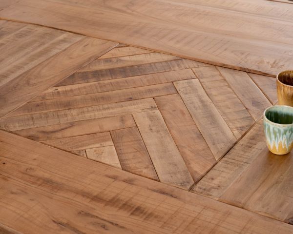 Table design carrée métal et bois massif "Bronx" 130x130cm