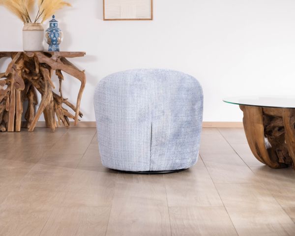 Chauffeuse tournante design épuré en tissu bleu glacier "Marylin"