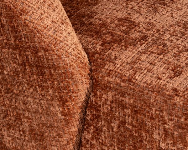 Chauffeuse design et cosy en tissu bouclette coloris terre de sienne "Marylin" pied rotatif 360°