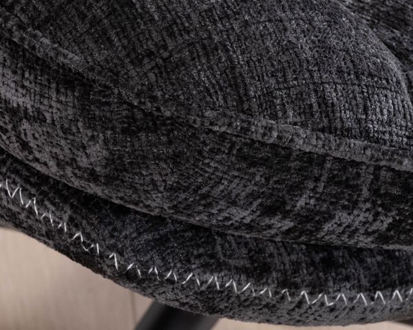 Fauteuil cosy rotatif design rétro en tissu gris "Branson" avec pouf