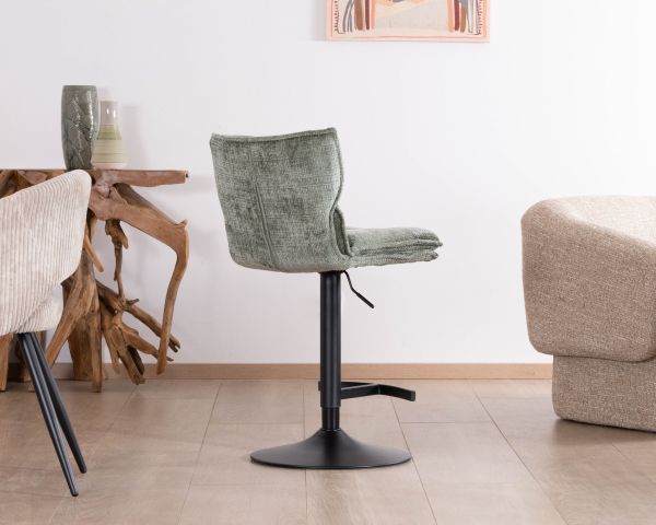 Lot de 2 chaises hautes réglables en hauteur "Topley" confort matelassé en velours vert sauge