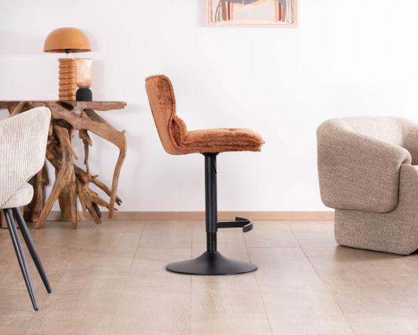 Lot de 2 chaises de bar matelassées réglables en hauteur "Topley" coloris terracotta