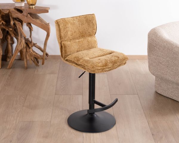 Lot de 2 chaises hautes en tissu moutarde "Topley" assise réglable en hauteur