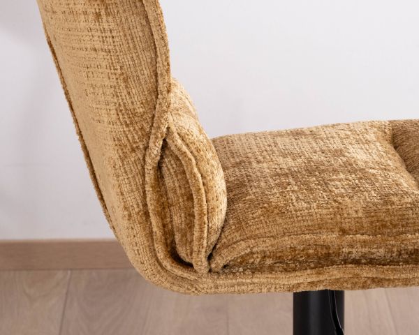 Lot de 2 chaises hautes en tissu moutarde "Topley" assise réglable en hauteur