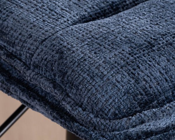 Lot de 2 chaises hautes matelassées réglables en hauteur "Topley" tissu coloris bleu nuit