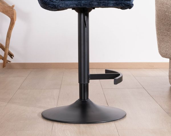 Lot de 2 chaises hautes matelassées réglables en hauteur "Topley" tissu coloris bleu nuit