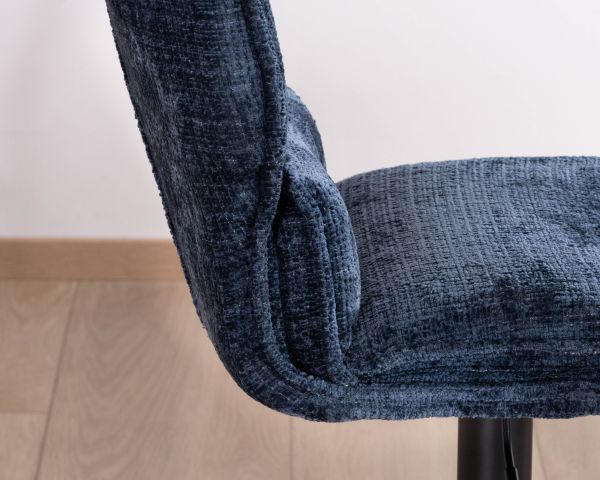 Lot de 2 chaises hautes matelassées réglables en hauteur "Topley" tissu coloris bleu nuit