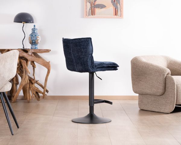 Lot de 2 chaises hautes matelassées réglables en hauteur "Topley" tissu coloris bleu nuit