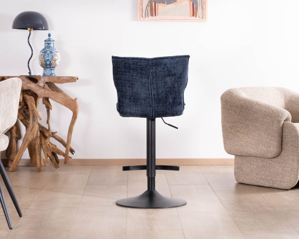 Lot de 2 chaises hautes matelassées réglables en hauteur "Topley" tissu coloris bleu nuit