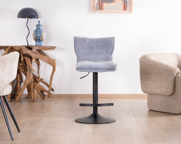 Lot de 2 chaises de bar matelassées réglables en hauteur "Topley" tissu gris bleuté
