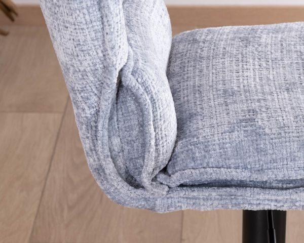 Lot de 2 chaises de bar matelassées réglables en hauteur "Topley" tissu gris bleuté