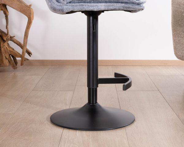 Lot de 2 chaises de bar matelassées réglables en hauteur "Topley" tissu gris bleuté