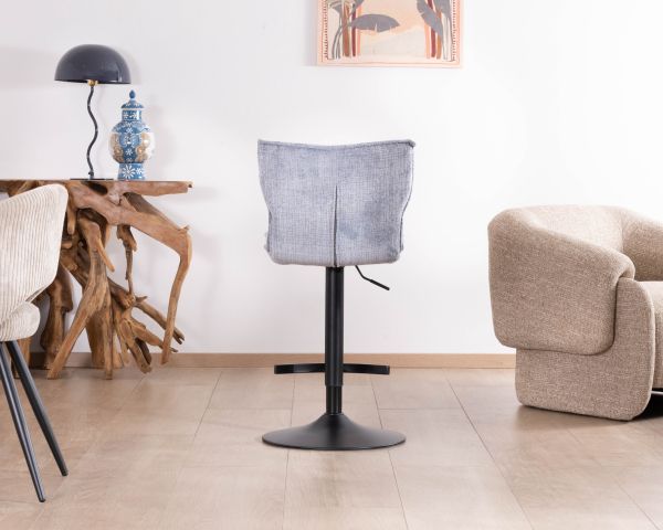 Lot de 2 chaises de bar matelassées réglables en hauteur "Topley" tissu gris bleuté