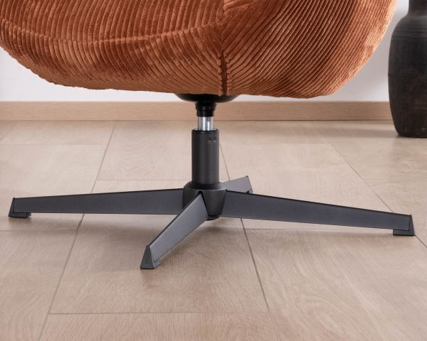 Fauteuil tournant 360° en velours côtelé terracotta "Bissett"