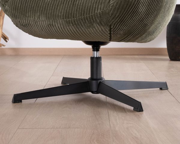 Fauteuil ultra confort tournant 360° en velours côtelé vert doux "Bissett"