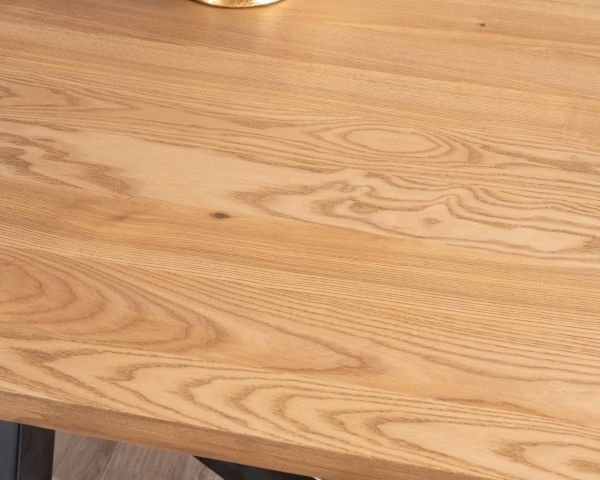 Table à manger en frêne massif et pied étoile métal noir "Sydney" 2m