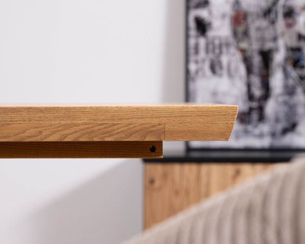 Table à manger en frêne massif et pied étoile métal noir "Sydney" 2m