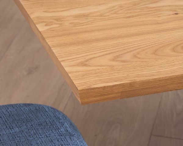 Table à manger en frêne massif et pied étoile métal noir "Sydney" 2m