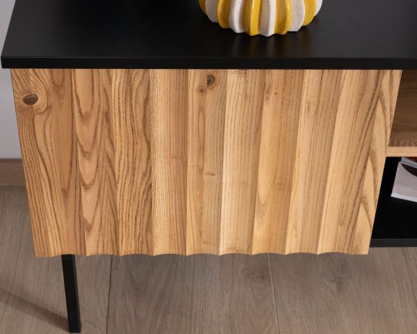 Banc TV 160 cm deux portes en frêne massif huilé "Sydney"