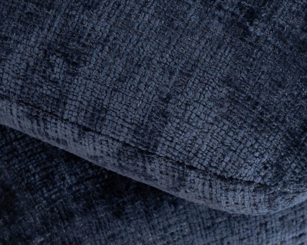 Pouf moderne pivotant « Flow » en tissu tramé bleu nuit finition satinée forme organique