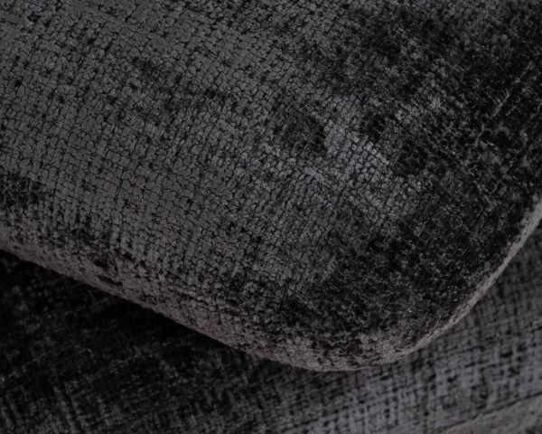 Pouf « Flow » tournant à trois niveaux en tissu tramé gris anthracite au toucher doux