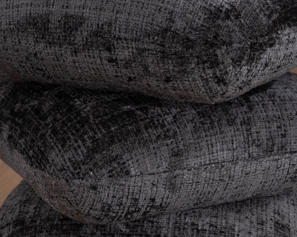 Pouf « Flow » tournant à trois niveaux en tissu tramé gris anthracite au toucher doux