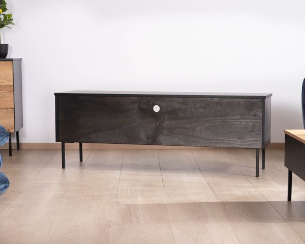 Banc TV 160 cm deux portes en frêne massif huilé "Sydney"