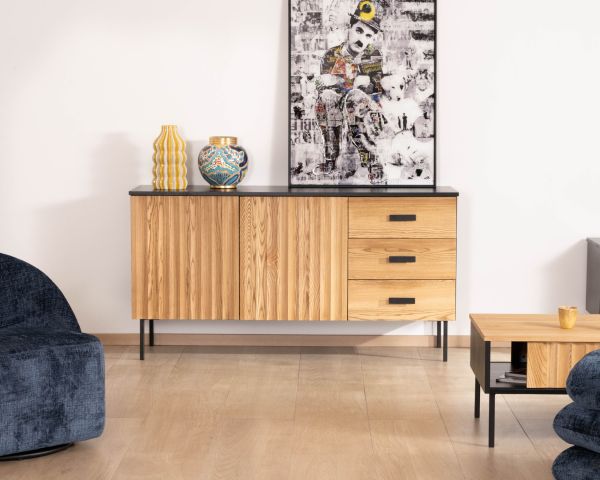 Buffet en frêne massif style newtro "Sydney" 160 cm