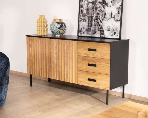 Buffet en frêne massif style newtro "Sydney" 160 cm