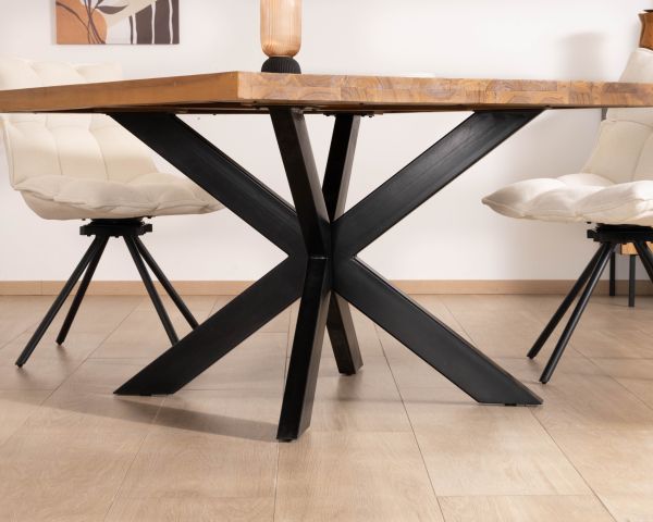 Table de repas carrée en teck pied métal 130 cm "Zenia"