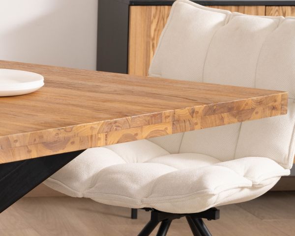 Table de repas carrée en teck pied métal 130 cm "Zenia"