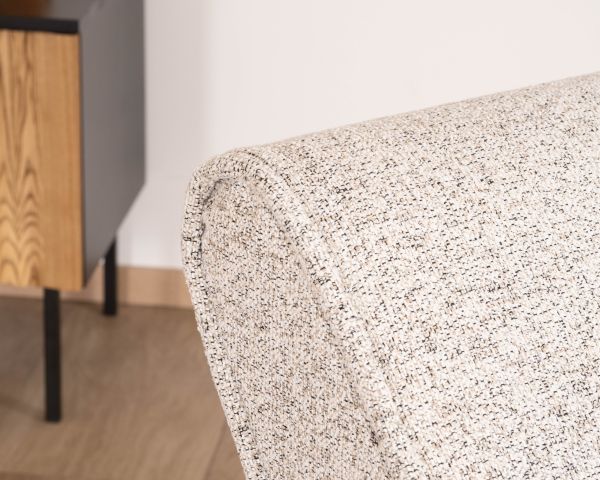 Chaise longue d'intérieur design en tissu tramé blanc cassé "Syltan"