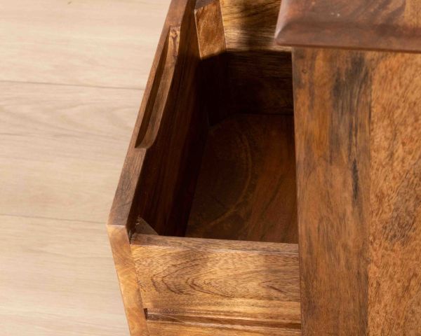 Meuble sous vasque à suspendre 90 cm "Bulle" en manguier foncé