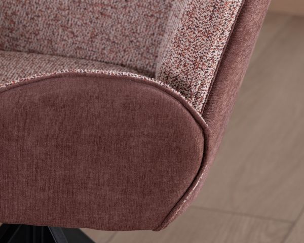 Lot de 2 chaises en tissu bi-matière prune "Eddy" avec accoudoirs sur pied métal pivotant