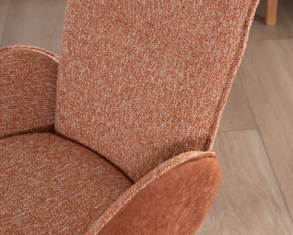 Lot de 2 chaises tournantes en tissu bi-texturé terracotta "Eddy" et pieds métal