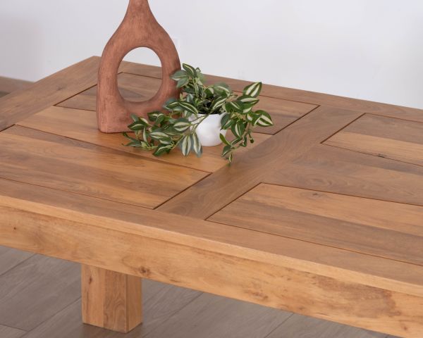 Table de repas extensible en manguier teinte chêne clair "Jappéo" 160 à 250 cm