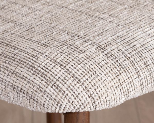 Lot de 2 chaises mi-hauteur rétro en tissu tramé beige et marron "Arpège" pieds métal aspect noyer