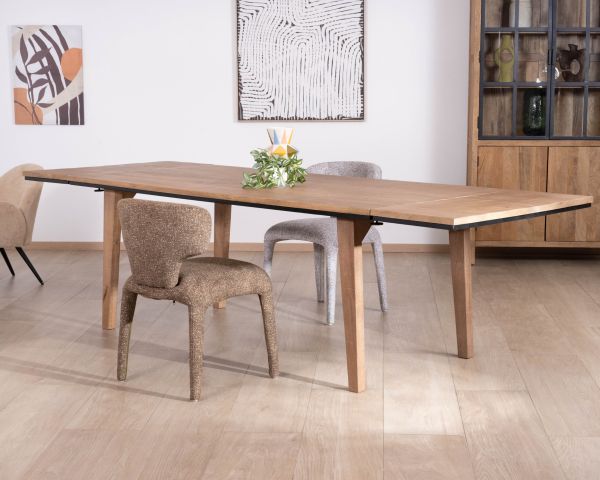 Table de repas extensible 200 à 280 cm en manguier massif "Santo" style épuré