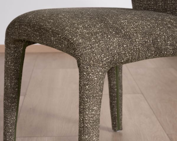 Lot de 2 chaises de repas habillage intégral esprit design “Milano” en tissu chiné vert kaki