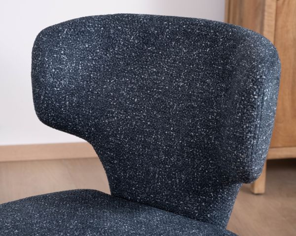 Lot de 2 chaises de repas design sculptural en tissu bleu foncé "Milano"