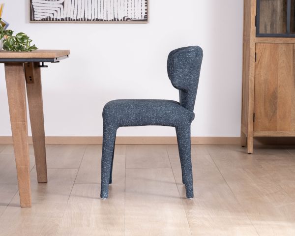 Lot de 2 chaises de repas design sculptural en tissu bleu foncé "Milano"